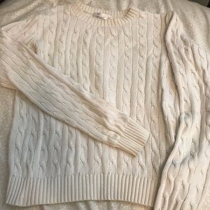 American Apparel White Cableknit Sweater